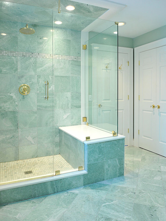 DIY Idea: Marble and Granite Tiles Photo credit <a href="https://www.houzz.com/photos/3302396/Bathroom-Renovations-Calm-Oasis-contemporary-bathroom-providence" rel="nofollow">Herbert Design Build on Houzz.com</a>.
